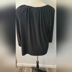 Black 1x Blouse With Gold Accent